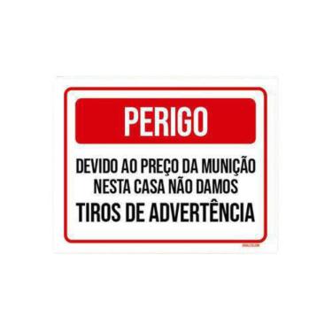 Imagem de Kit 3 Placas Perigo Preço Munição Tiro Advertência