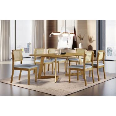 Imagem de Sala De Jantar Com 6 Lugares Mesa E Cadeiras Móveis Mix Cinamomo/cinza Prata