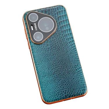 Imagem de FWYANZH Capa de couro genuíno para Huawei Pura 70 Ultra/70 Pro +/70 Pro/70, capa de proteção à prova de choque magnética luxuosa com padrão de crocodilo, verde, 70