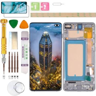 Imagem de (Sem impressão digital) Conjunto de tela LCD para Samsung Galaxy S10+ Plus SM-G975U, G975U1, G975F, G975W, G9750, G975N, G975X, SC-05L kit de substituição de tela (preto)