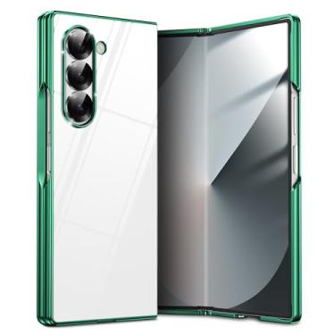 Imagem de CMYFUTNG Capa para Galaxy Z Fold 6, leve, slim fit, proteção contra quedas, capa robusta para Galaxy Z Fold 6 5G PC rígido à prova de choque processo de galvanização de telefone verde 25 dobras 6-02