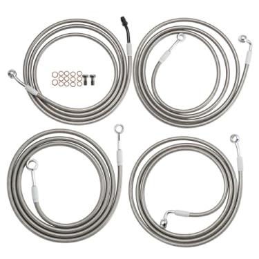 Imagem de TIGERSGATE Kit de cabo de embreagem de linha de freio trançado inoxidável de 30 a 35 cm para modelos ABS Harley 2014-2016 Touring