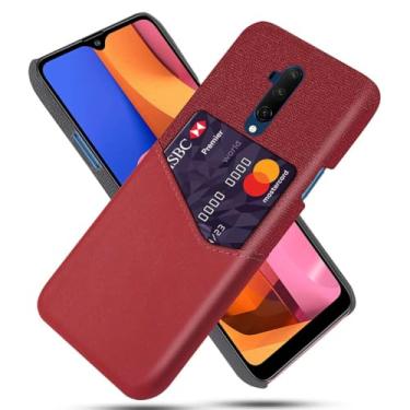 Imagem de Capa para Oneplus 7T PRO,Tela e tampa de couro PU,Antideslizante,360°cobertura completa à prova de choque com 1 slot de cartão atrás,Prevenção de queda-Red