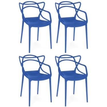 Imagem de Kit 4 Cadeiras de Jantar Allegra Prática Empilhável - Azul Petróleo