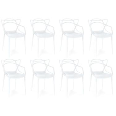 Imagem de Kit 8 Cadeiras de Jantar Allegra Prática Empilhável - Branco