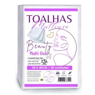 Imagem de Toalha Descartável Multiuso 30cm X40cm Branca Beleza e Cuidados 50 Uni