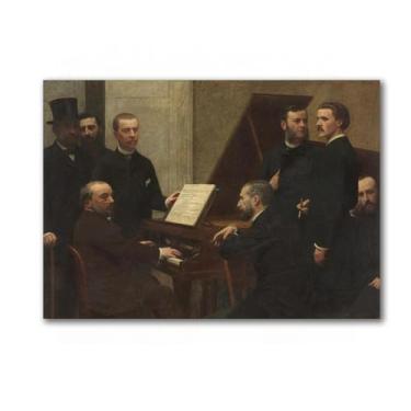 Imagem de LXURY Em torno do piano. Reprodução de pinturas famosas. Arte de parede em tela, pôsteres e impressões. Imagem moderna para decoração de casa 40 x 56 cm sem moldura