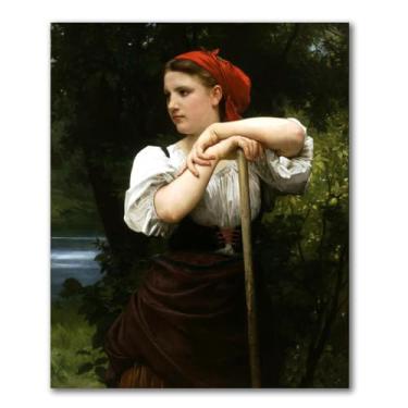Imagem de LXURY Bouguereau. O Haymaker. Reprodução de pinturas famosas. Arte de parede em tela. Pôsteres e impressões. Imagem para decoração de casa 30 x 38 cm sem moldura