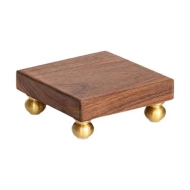 Imagem de Wzmzjy Suporte de pedestal de madeira, centro de mesa, decoração, bandeja de madeira, decoração para plantas, suporte para saboneteira, pedestal, 10cmx10cmx4cm