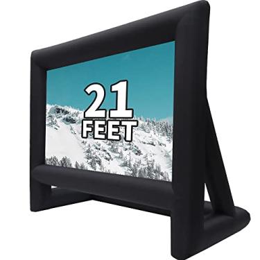 Imagem de XHYCPY Tela de filme inflável para projeção ao ar livre de 6,3 m – Pacote com corda, soprador + estacas de barraca – Ótimo para diversão ao ar livre no quintal da piscina (6 m)