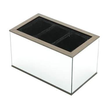 Imagem de PORTA CONTROLE MADEIRA 3 DIVISÓRIAS COM ESPELHO 17x11x10CM MARROM