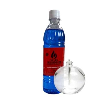 Imagem de Kit Lamparina Redonda 100ml + Fluído Azul 500ml - Iluminação Decorativa