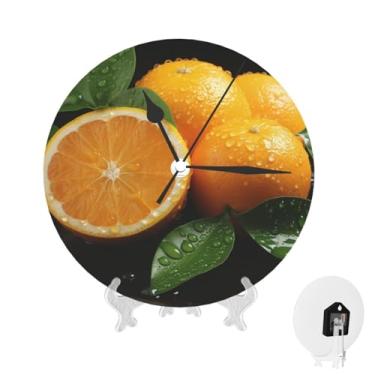 Imagem de GlbnSHeric Relógio de parede silencioso, sem tique-taque, relógio de 25 cm, laranja lapidado, relógio analógico para banheiro, decorativo, redondo, moderno, decoração de parede, relógio para casa