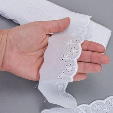 Imagem de Bordado Inglês de Algodão ArtePunto Aviamento Renda Lese Peça Fechada Vários Modelos (Branco, BA029 (5,0cm))