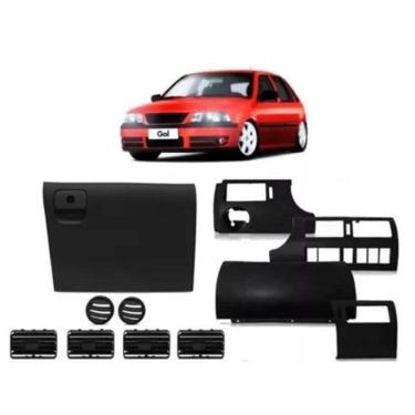 Imagem de Kit Moldura Painel Grade Porta Luvas Ar Gol G3 00/2005 Preta