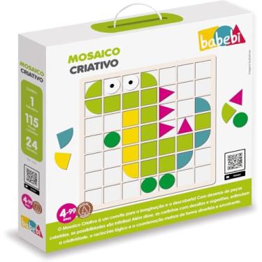 Imagem de Babebi Mosaico Criativo, Jogo Educativo para 4-99 Anos, 115 Peças, 24 Cartinhas com Desafios