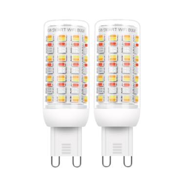 Imagem de I-SHUNFA Lâmpadas de LED Wi-Fi RGBCW Smart G9, compatíveis com Alexa/Google Home, multicor regulável, 2700K-6500K, CA 120V 4W, brilho de 400LM ajustável 1%-100%, com lâmpada LED de ritmo musical