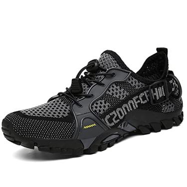 Imagem de TANGYUGEN Tênis aquático masculino feminino para caminhada ao ar livre secagem rápida praia aqua sapatos viagem trekking caminhada escalada tênis, Cinza, 10 Women/9 Men