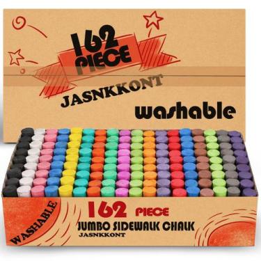 Imagem de Conjunto de giz de calçada JASNKKONT, pacote 162, 18 cores, lavável