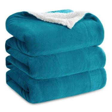 Imagem de Cobertor Bedsure Sherpa Fleece King Size 270x230cm Teal