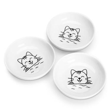 Imagem de Conjunto de 3 comidas e água de cerâmica para gatos Cat Bowls Y YHY 15