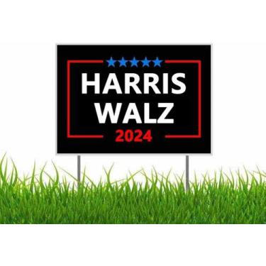Imagem de Placa de jardim Lymhy Harris Walz 2024 Kamala Harris Tim Walz Waltz