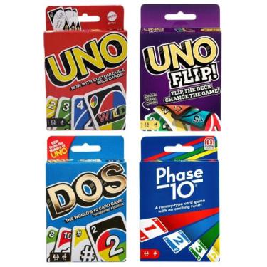 Imagem de Pacote de variedades de jogos de cartas Mattel - Uno, Dos, Uno Flip, P