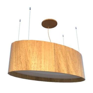 Imagem de Lustre Pendente Oval 78cm em Acrílico e Madeira Louro Freijó - FOXLust