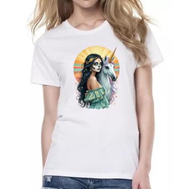 Imagem de Camiseta Baby Look Caveira catrina e o unicornio - Alearts, M