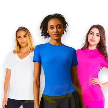 Imagem de Kit 3 Camisetas Blusa Corrida Fitness Feminina Academia POLIAMIDA 227 
