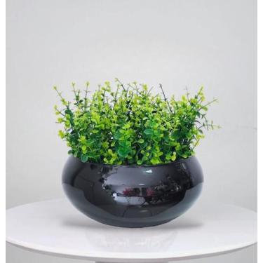 Imagem de Arranjo de Folhagem Verde Artificial No Vaso Preto Grande - La Caza St