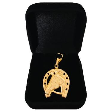 Imagem de Pingente Ferradura Cavalo Peão Country Folheado a Ouro 18 k - Dinis Jo