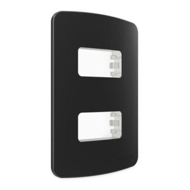 Imagem de Placa 4x2 Margirius 2 postos c/ Suporte B3 Preto, Preto