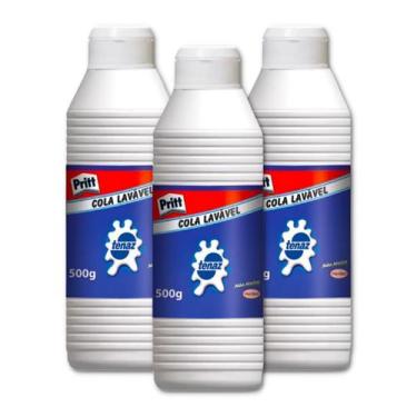 Imagem de Cola branca tenaz Pritt 500 gramas, kit com 3 unidades