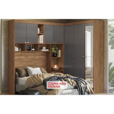 Imagem de Guarda Roupa Casal 7 Portas (1 c/ Espelho) e 4 Gavetas Lugano Jatobá/Grafite - Santos Andirá