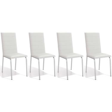 Imagem de Cadeira de Cozinha Amsterdã C091 Kit 4 Un Cromada/Branco 106 - Kappesberg
