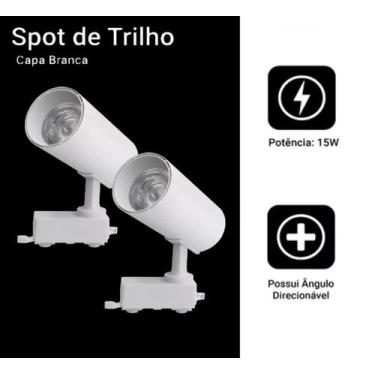 Imagem de Kit 2 Luminária Branco Trilho Spot Led 15W 3500K Branco Quente - AAAto