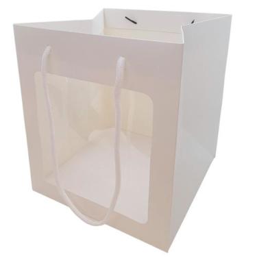 Imagem de Sacola de Papel com visor de PVC - Branca - 20x22,5x20 - 1 unidade - R