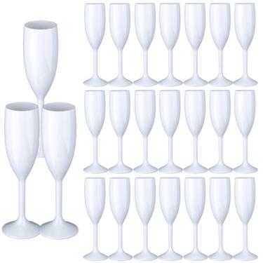 Imagem de Rkyhwowby Taça de acrílico para flauta de champanhe, reutilizável, inquebrável, taças de champanhe para despedida de solteira, casamento, chá de noiva (24, branco)