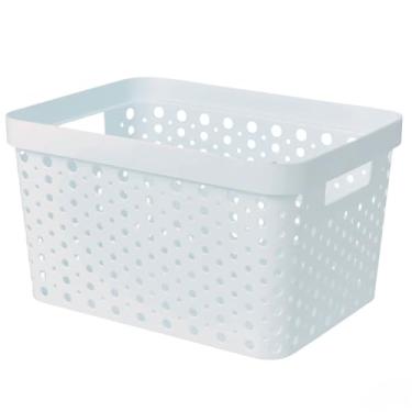 Imagem de Cesto Organizador com Tampa Caixa Organizadora de Plástico Multiuso Cesta Organizadora para Armazenamento Caixas Organizadoras(Branco sem Tampa)