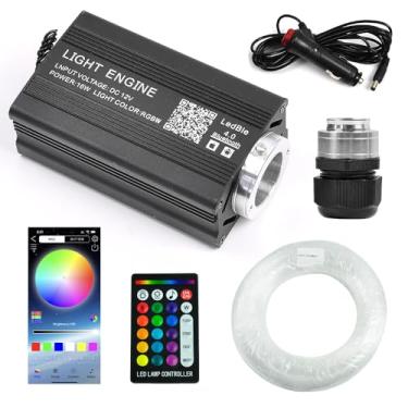 Imagem de Luz de estrela cintilante, 16 W, 500 peças x 0,10 x 2 m, luzes de fibra óptica de teto APP/controle remoto modo ativado por som RGBW para decoração de teto de carro, casa, estrela