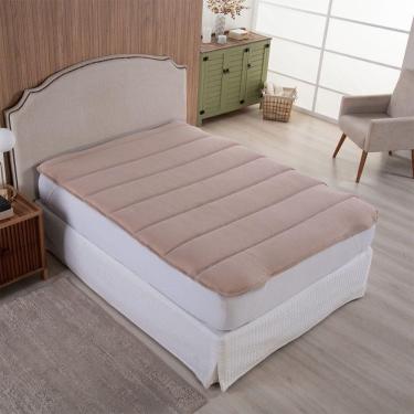 Imagem de Protetor Colchão Pillow Top Casal Queen Malha 100% Algodão Toque Aveludado - Bege