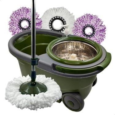 Imagem de INMA, Mop Turbo, Mop Giratório, Mop Esfregão, Mop Inox, Mop 360°, Mop 16l Capacidade 14l, Mop Com Rodas, 3 Refil, Limpeza Chão, Limpeza Para Qualquer Piso, INMA Compatível Com TYJR (Verde)
