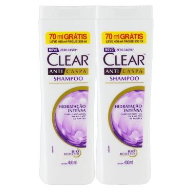 Imagem de Kit 2X Shampoo Clear Hidratação Intensa Leve 400ml Pague 330ml