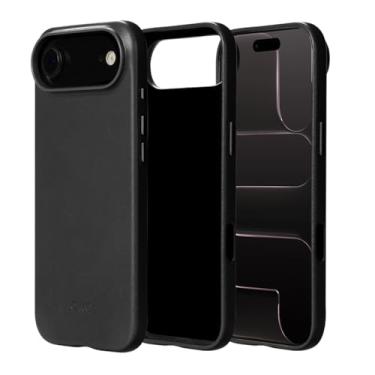 Imagem de alto Capa compatível com iPhone Air 2025, capa magnética de couro italiano compatível com Apple MagSafe, capa protetora contra quedas da série Clop (iPhone Air, 6,5 polegadas, preto corvo)