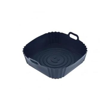 Imagem de Forma de Silicone Quadrada Antiaderente para Air fryer com alça 21cm (Preto)