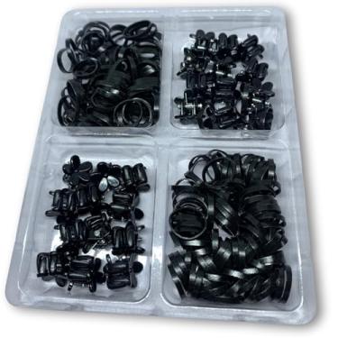 Imagem de Kit Acessórios para Cabelo Preto, Contém 100 Mini Elástico e 20 Mini Presilhas, Ideal para Penteados, Crianças e Adultos