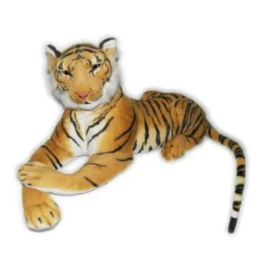 Imagem de Tigre De Pelúcia Realista Deitado 70 Cm