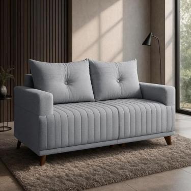 Imagem de Sofá 2 Lugares Leona em Linho Bom Pastor, Linho Cinza