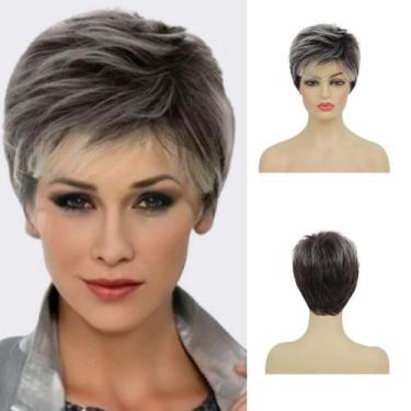 Imagem de Peruca Kaneles Short Grey Pixie Cut sintética para mulheres